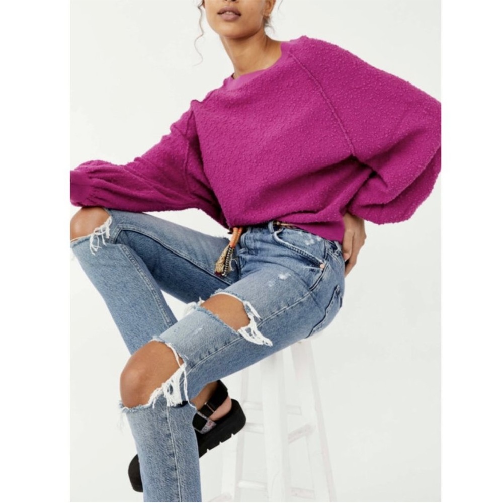 Free People Found My Friend Sweater Wild Aster Size Medium